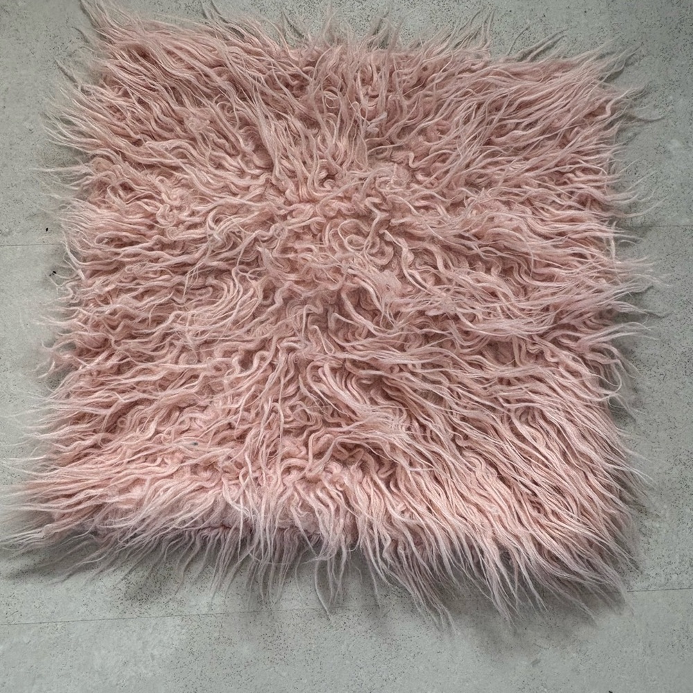 Pink Faux Fur Throw Pillow Cover